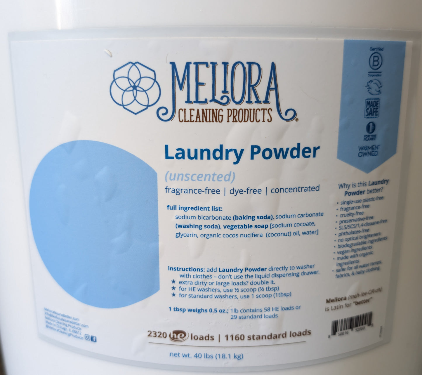 Meliora laundry powder (unscented)